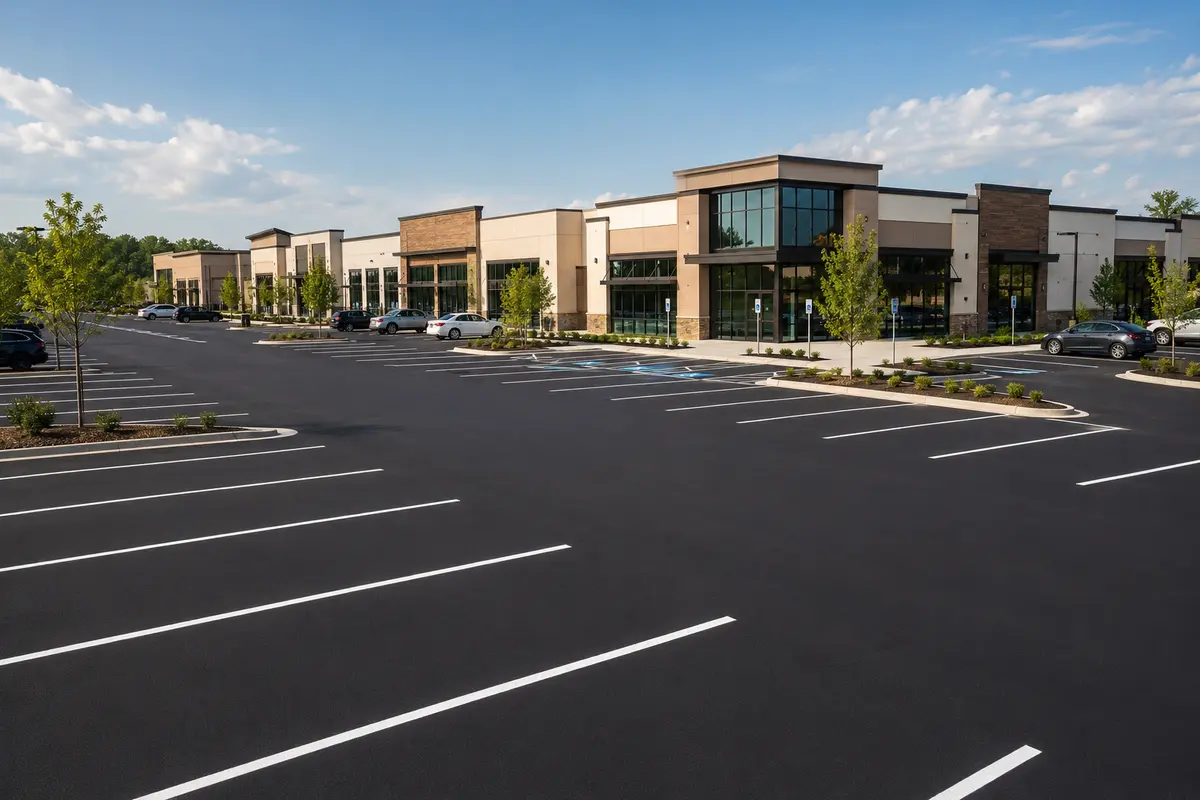 Commercial asphalt parking lot paving in Mississippi