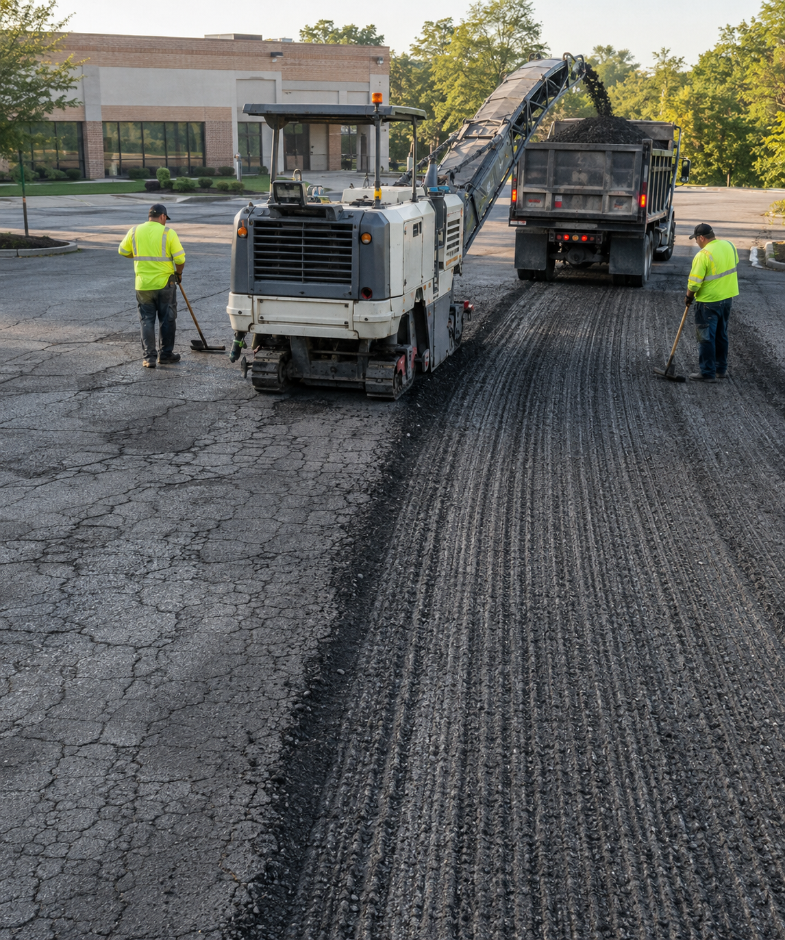 Asphalt pavement evaluated for patching resurfacing or replacement