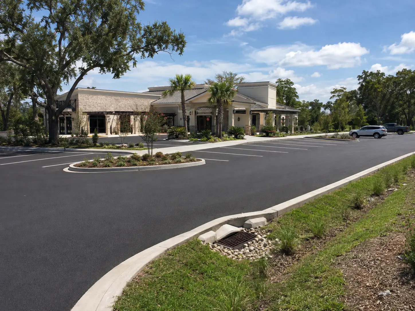 Completed commercial asphalt surface by Chris Paving MS