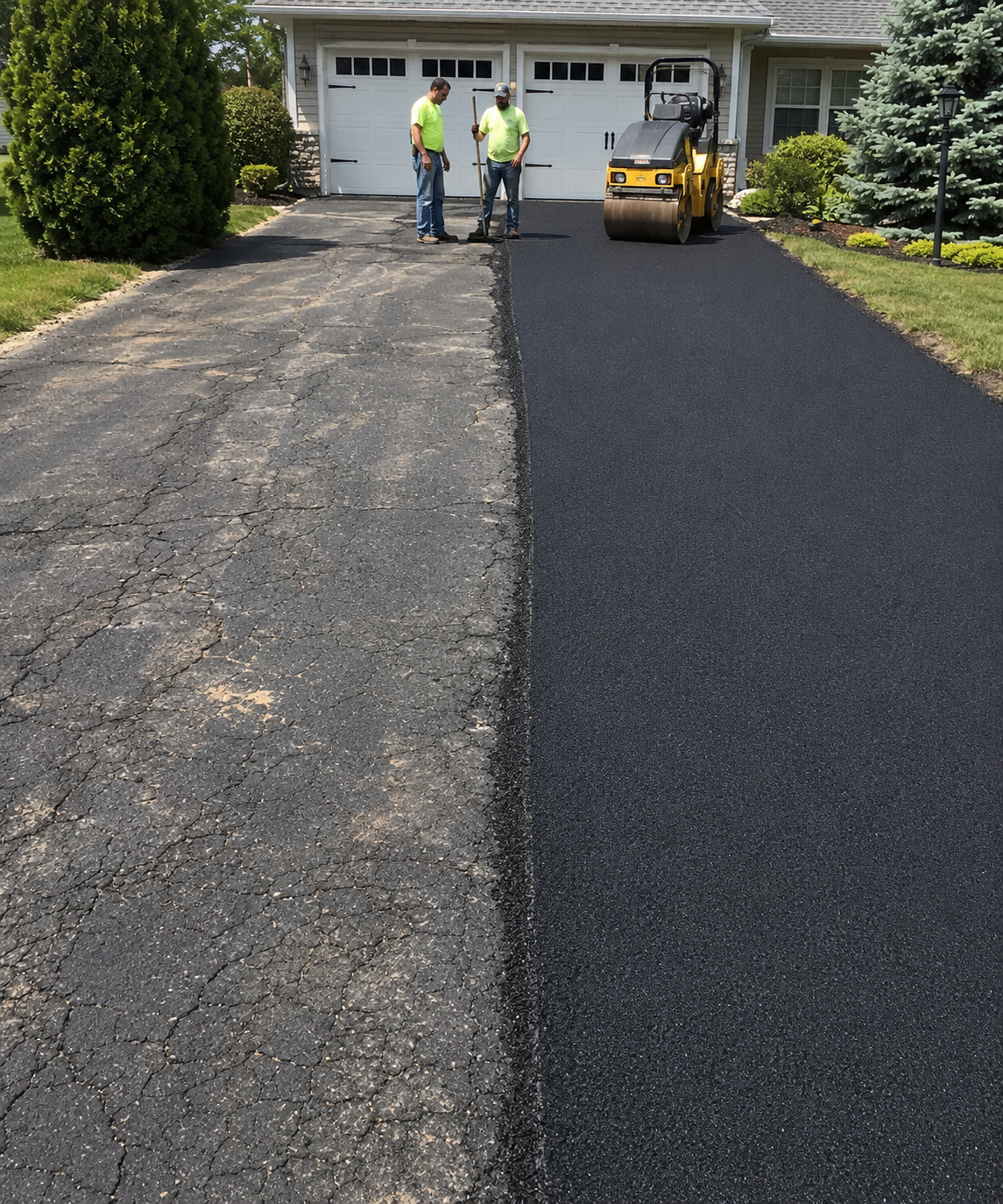 Residential asphalt driveway being prepared for resurfacing or replacement in Mississippi