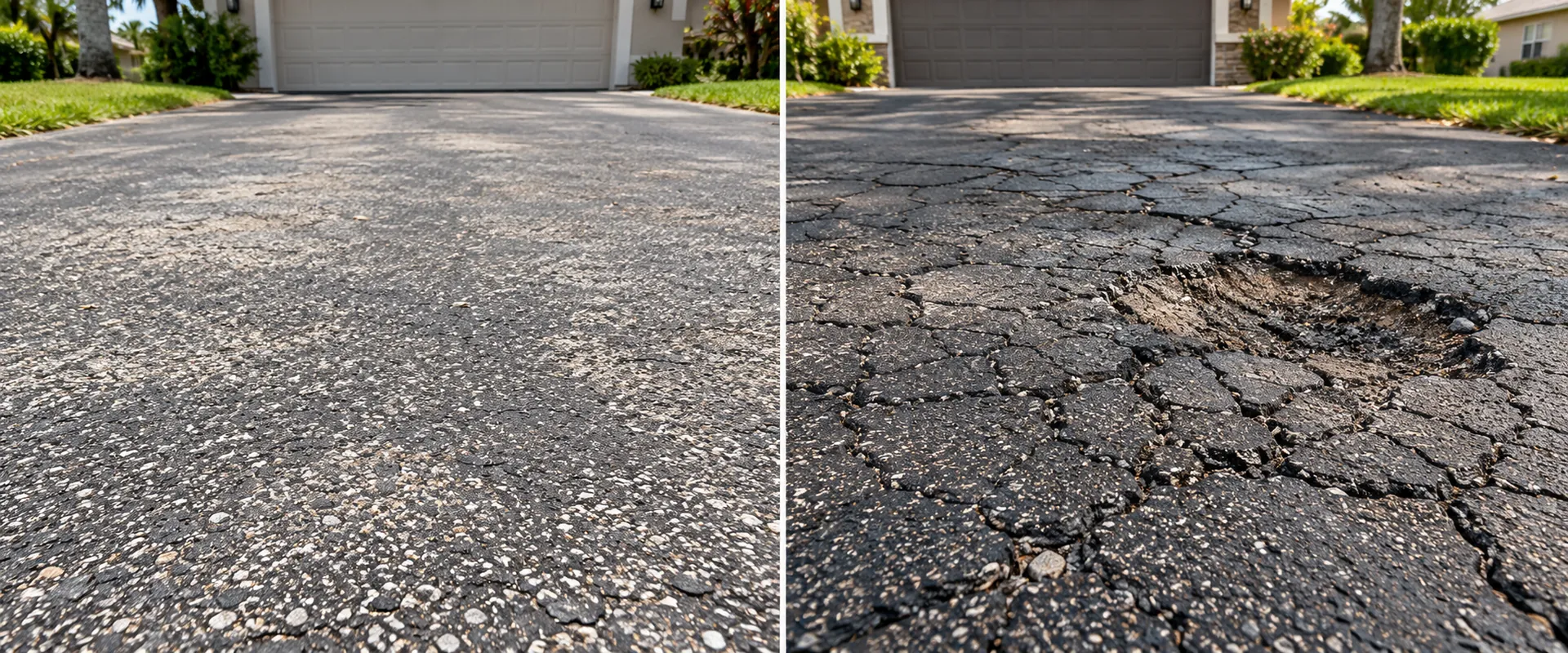 The difference between surface wear of an asphalt driveway vs structural damage